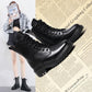 Waterproof Genuine Leather Boots Female British Style Autumn  Winter Chunky Heel Boots Plus Velvet Ankle Boots Outdoor Working Boots