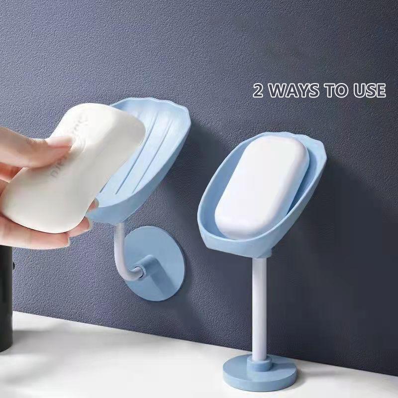 Soap Dish Drain Free Punching Household Toilet Bathroom Kitchen Vertical Suction Cup Wall Hanging Soap Holder Soap Shelf