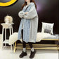 Mid-length Loose Hooded Sweater Cardigan Women's Stitching Denim Jacket Women's Solid Color Long-sleeved Warm Jacket with Pockets