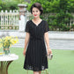 XL-XXXXXL Women's Summer Dress Middle-aged Mother Chiffon Veil Short Sleeve V-Neck Printing Mid-length Daily Wear