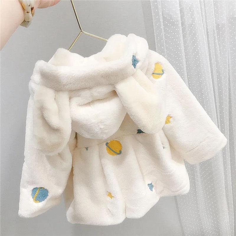 Girls' Autumn and Winter Warm and Windproof Jacket Plus Velvet Thick Winter Clothes