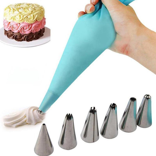 8Pcs/Set Silicone Pastry Bag Cream Nozzles Kitchen Bakery Cake Icing Piping Cream Cake Decorating Tools Reusable Bags Nozzle Set