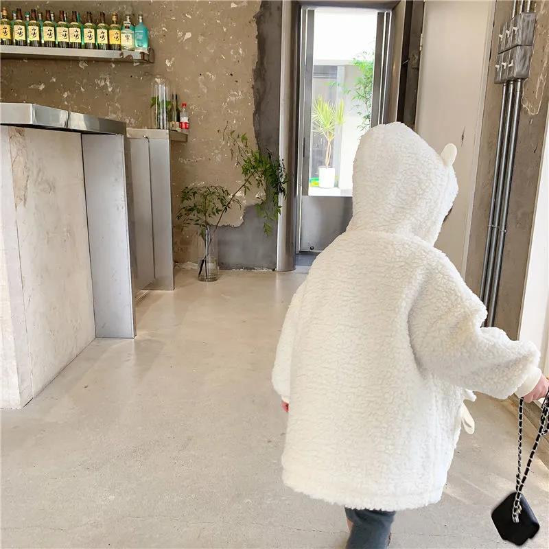 Girls Lamb Wool Warm and Windproof Jacket Autumn and Winter Thick Hooded Winter Clothes