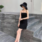 Black Suspender Skirt Dress Was Thin with A Little Black Dress Hepburn Style Skirt Female