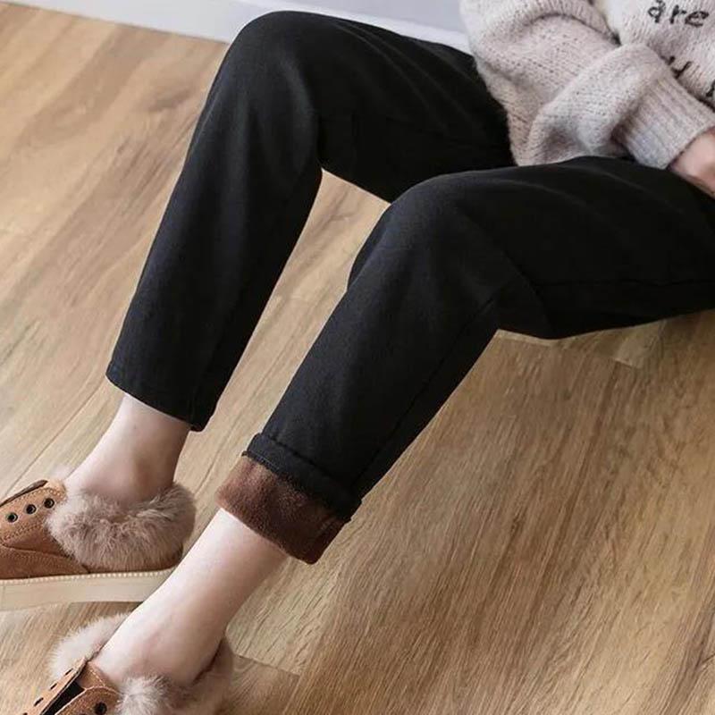 Plus Fleece Trousers Casual Pants Women's Autumn and Winter Clothes Korean Thickened Student Pants Wear Loose Harem Pants