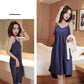 Nightdress Female Summer Ice Silk Imitation Silk Suspenders Long Over-the-knee Skirt Sexy Silk
