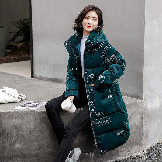 Winter Bright Face Wash-free Cotton Coat Women's Mid-length Coat Bread Coat Korean Style Cotton Coat Loose Padded Jacket