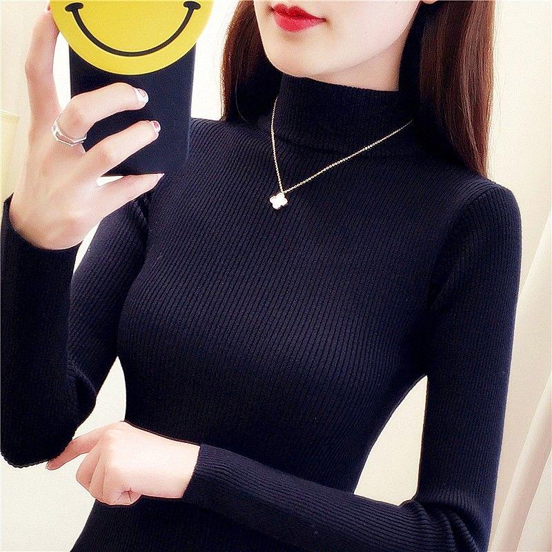 Autumn Winter Turtleneck Pullovers Sweaters Primer Shirt Long Sleeve Short Slim-fit Tight Sweater
