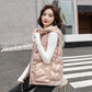 Winter Ladies Hooded Down Vest Jacket Fashion Glossy Down Cotton Sleeveless Jacket Thicken Warm Winter Vest