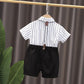Korean Style Super Western Wedding Dress Boys Tide Clothes Suit Little Boy Short-sleeved Shirt Bib Two-piece Party