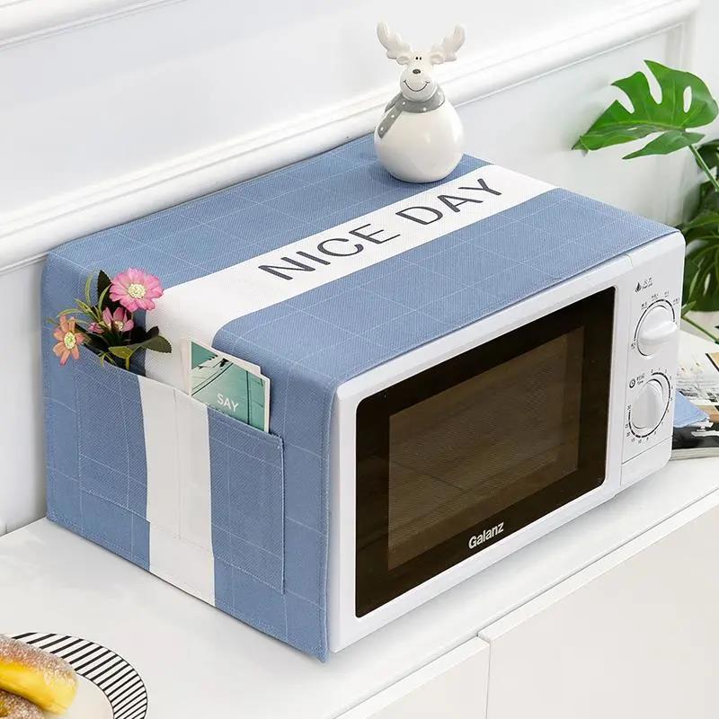 Universal Microwave Oven Cover Cloth Dust Cover with Storage Bag Oily Smoke and Dust-proof Towel