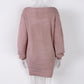 Sweater Women's One-shoulder Pullover Knitwear Mid-length Fluffy Casual Trend Sweater Dress European and American Style Jumper