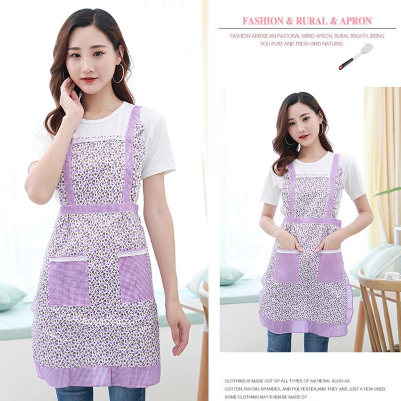 Household Cooking Apron Women's Sleeveless Adult Overalls Home Floral Double Layer Anti-oil Work Clothes Cute Ruffled Apron