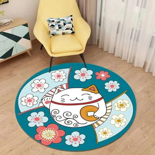 Round Carpet Bedroom Bedside Blanket Cartoon Floor Bed Room Home Sofa Pad Computer Chair Mat Diameter 80 / 100cm