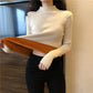 Women Turtleneck Pullover Sweater Inside for Winter Warm Short Slim Jumpers Long Sleeve Basic Tops Knit Sweaters Autumn Winter Thick Bottoming Shirt