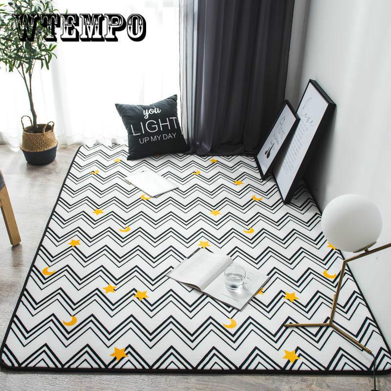 WTEMPO Nordic Style Geometric Carpet for Living Room Anti-Slip Soft Bedroom Floor Mats Doormat Large