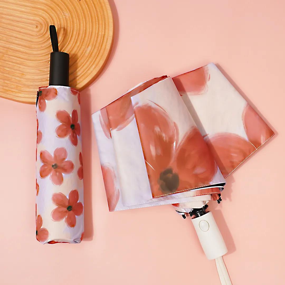 Sun Umbrella UV Protection Sunshade Female Student Korean Version Cute Umbrella Ins Sen Automatic Umbrella Rainy and Sunny