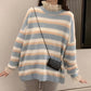 Pofulove Cute sweet sweater women Simple Loose Women's long sleeve sweater women Elegant and sweet