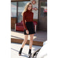 Chic Simple Color Knitwear High-collar Slim Bottoming Crop Top Long Sleeve Pullover Sweater