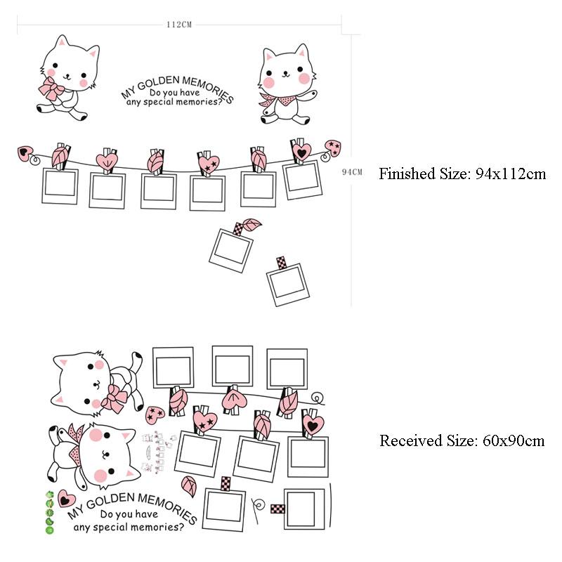 Cute Cat Photo Album Wall Stickers Photo Frame Family Memory Wall Decals Home Decor For Kids Room Nu