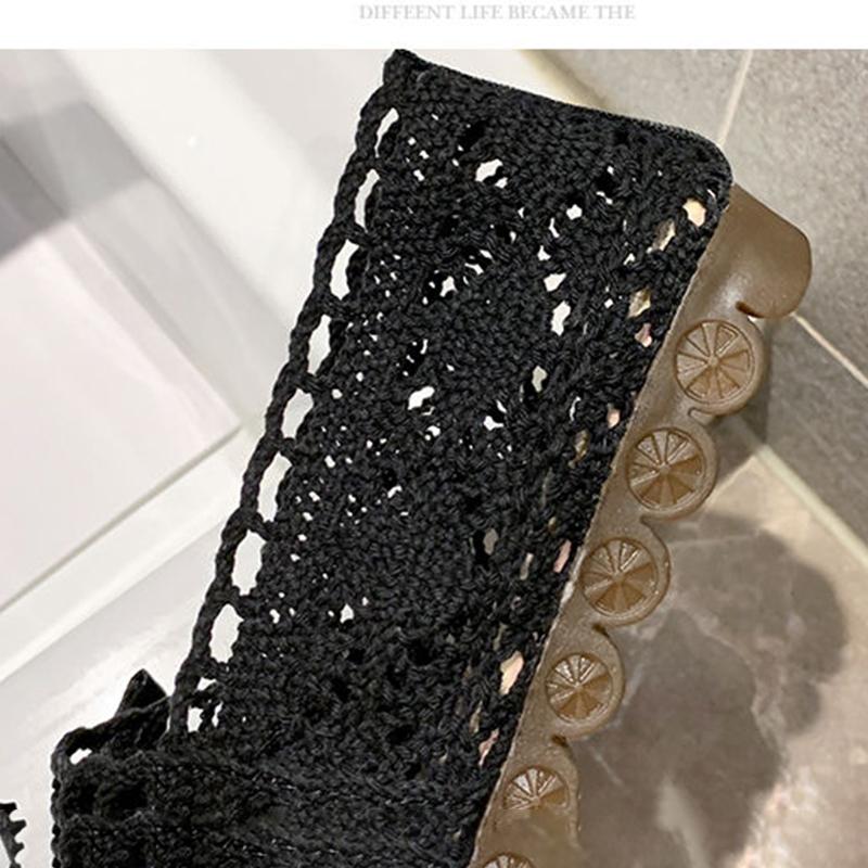 Knitted Hollow Shoes Breathable Cloth Shoes Tendon Soft Bottom Non-slip Peas Shoes Flat Casual Shoes Women's Shoes Loafers