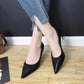 High Heels Women European Stiletto Mid-heel Pointed Toe Fashion High Heels Working Leather Shoes Women