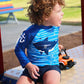 Children's Long-sleeved Cartoon Separate Swimsuit Kids Boys Cute Shark Long-sleeved Swimming Trunks Suit Comfortable Breathable Bathing Suit