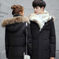 Fashion Big Fur Collar Couple Wear Down Jacket  Mid-length Plus Velvet Thickening Slim Plus Size Winter Jacket