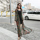 Women's Ethnic Style Sun-Dress Mid-length Plus Size Shawl Loose Outer Chiffon Cardigan Thin Coat Beach