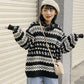 Autumn Winter  Women Fashion Sweater Casual Knitting Sweater Jacquard Round Neck Pullovers Loose Casual Long Sleeve Sweater