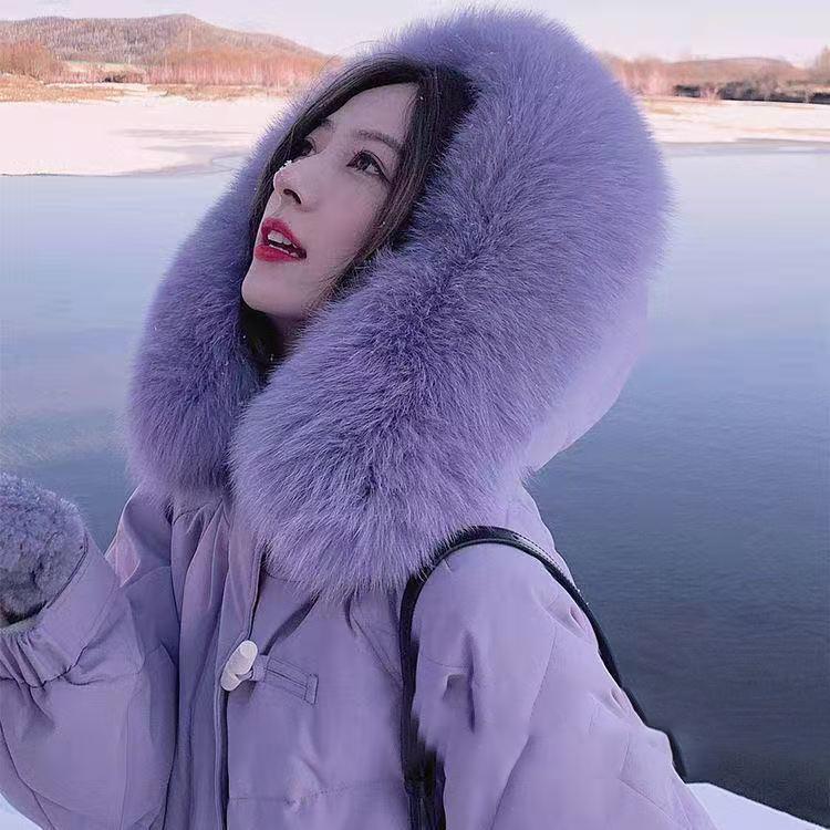 Good Quality Winter Cotton-padded Jacket Women's Mid-length Down Padded Jacket Thickened Warmth Over The Knee Large Fur Collar Padded Jacket