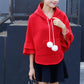 Spring and Autumn Cotton Sweater Hooded Thick Top Loose Bf Cape Bat Shirt