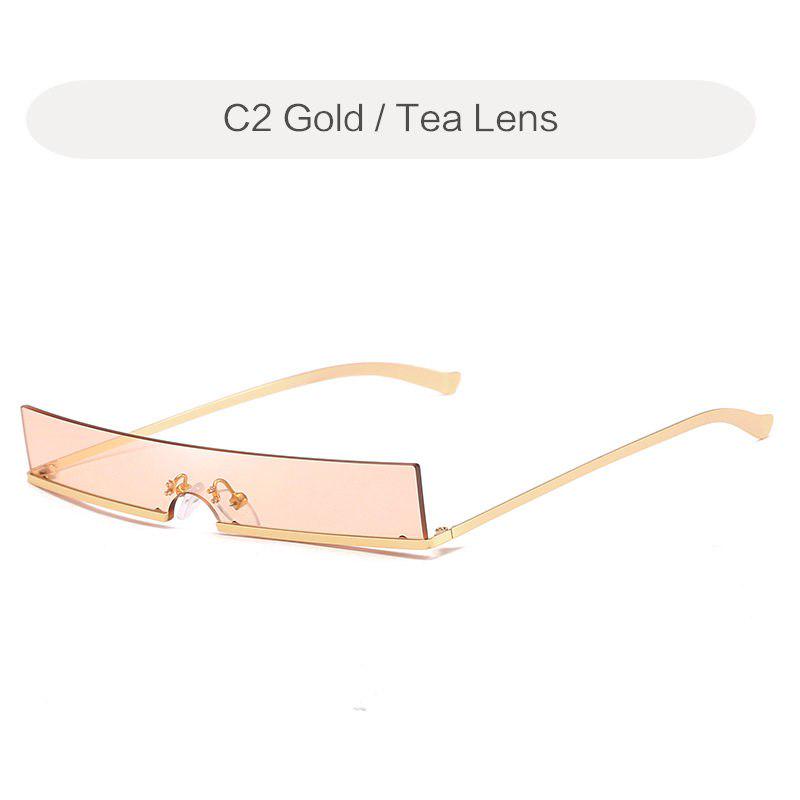 Small Rectangle Sunglasses Women Fashion Metal Frame Designer 90s Sun Glasses Ladies Retro Red Yello