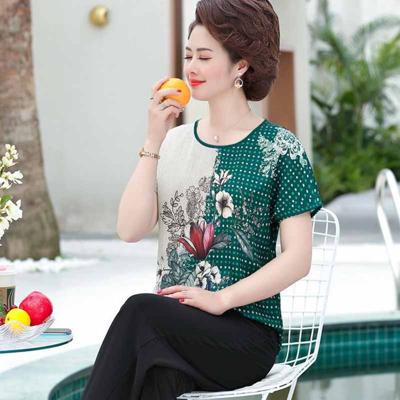 Ice Silk Top Women's T-shirt Plus Size Women's Spring and Summer Bottoming Shirt Women Loose and Thin Casual T-shirt