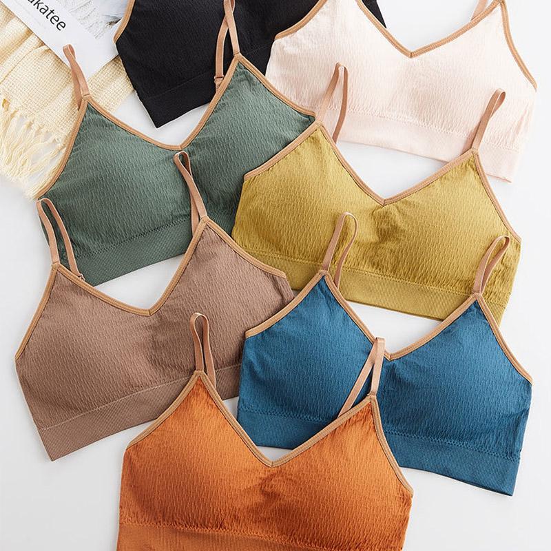 Korean Version Simple Solid Color Breathable Girl Short Beautiful Back Backing Suspender Wrap Bra Vest Bra