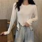 Fall Women's zipper Round O-neck Autumn Long Sleeve Casual slim T-shirt Blouse Pure color Leisure Pullover