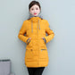 Mid-length White Duck Down Jacket Women Fashion Self-cultivation Knit Hat Fake Two-piece Winter Jacket