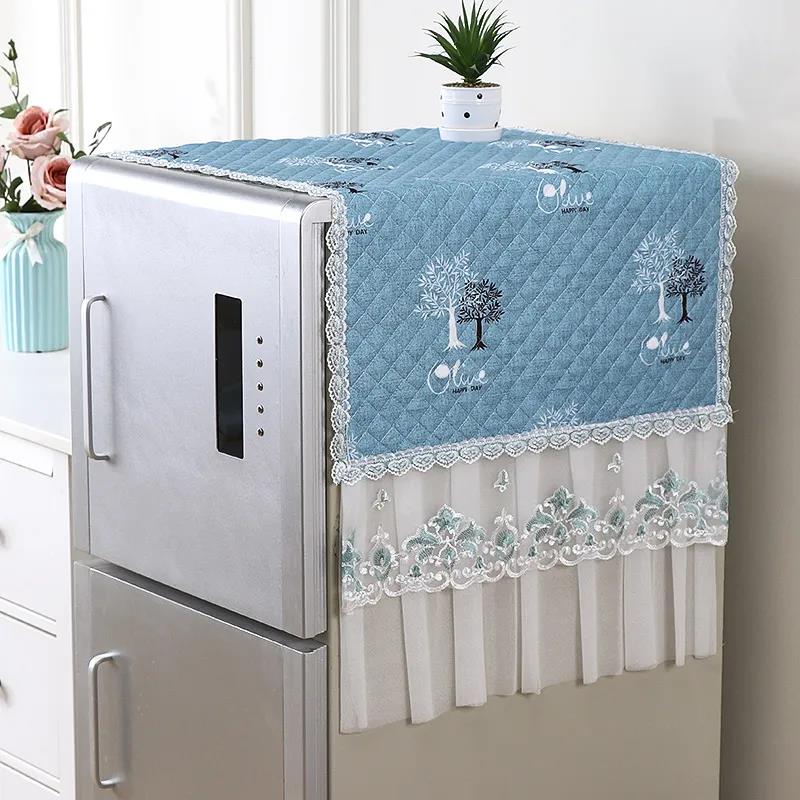 Refrigerator Cover Towel Single and Double Door Refrigerator Cover Cloth Universal Dust Cover Lace Wear-resistant Washable