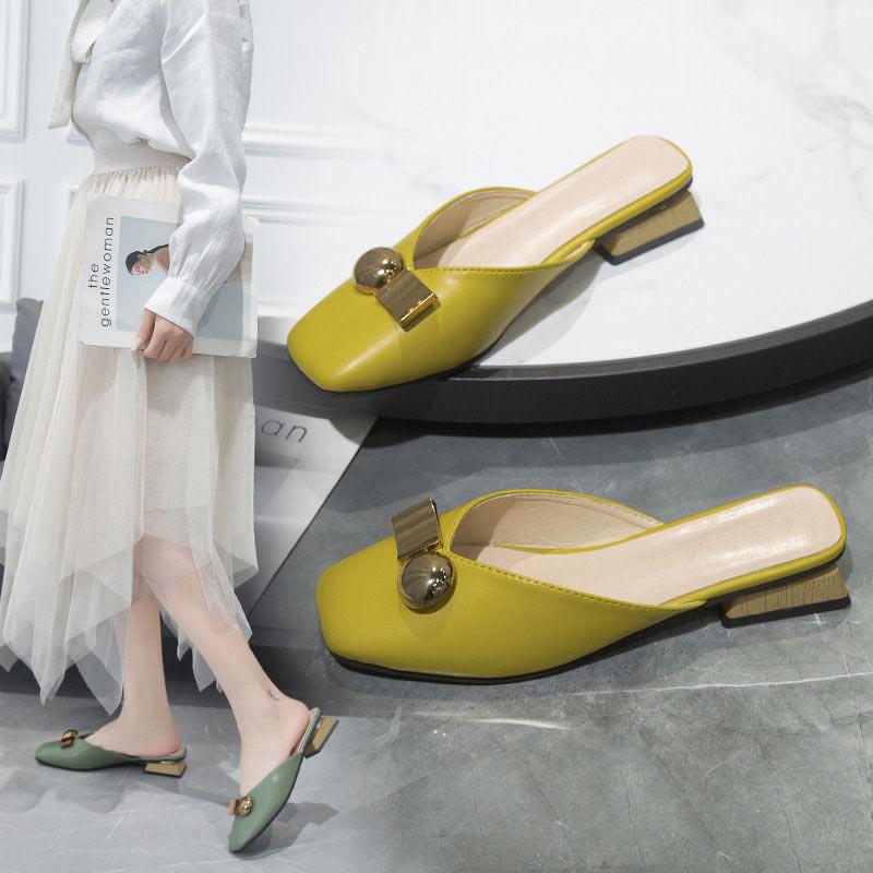 Size 35-40 Women All-match Shiny Slippers Outdoor Diamond High Heels Bohemian Beach Wear-resistant Non-slip Office Lady Baotou Sandals