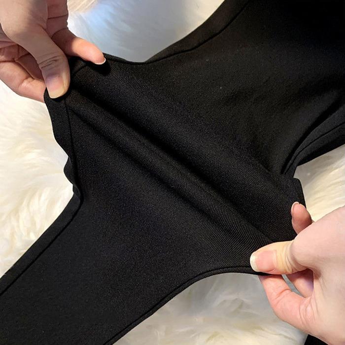 WTEMPO Women's Super High Waist Leggings Can Be Worn Outside Cotton Black Pants Look Thin Tight Stretch Trousers