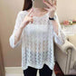 Women's Thin Hollow Knitted Sweater Three-quarter Sleeve Bottoming Shirt Loose Pullover Hollow Short-sleeved Sunscreen Top
