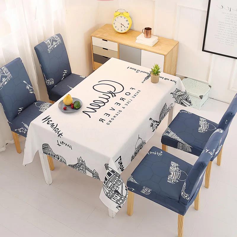 Two-piece Printed Chair Cover Home Dining Chair Cover Full Elastic Stool Cover
