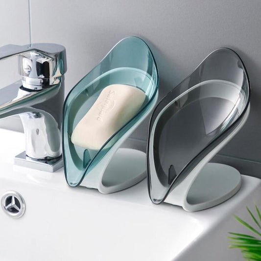 Drain Soap Holder Box Bathroom Shower Soap Storage Box Tray Rack Bathroom Accessories Drainage Plastic Box Ledge Leaf Shape