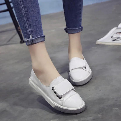 Real Soft Leather White Shoes Women Spring and Summer Breathable Fashion All-match Flat Casual White Shoes Women Shoes