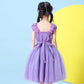 Frozen Children's Skirt Purple Long-haired Princess Dress Fluffy Net Gauze Festival Piano Performance Dress