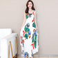 Sleeveless Cotton and Linen Dress Summer Vest Long Loose Large Size Thin Floral A-line Version Long Skirt Round Neck Sleeveless Ladies Dress