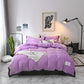 Cotton solid color wool fabric bedding set quilt cover sheet set pillowcase home four-piece