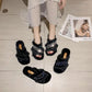 Ladies Cotton Slippers Shiny Flat Shoes Autumn and Winter Warmth Fluffy Casual Fashion