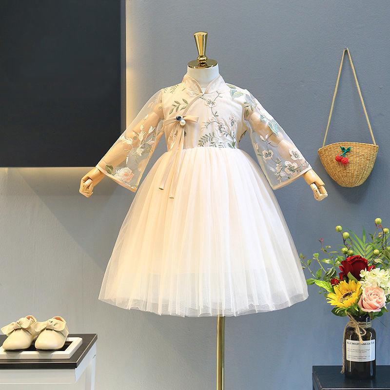 Children's Clothing Girls Hanfu Spring and Autumn Chinese Style Dress Fairy Dress Children Princess Dress with Fluffy Yarn