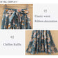 A-line Draping Ruffled Skirt Chiffon Skirt Pleated Floral Skirt Summer Women's High Waist Long Skirt